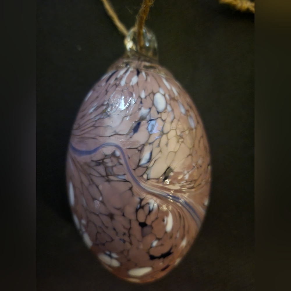 ☆NIB (6) Hand-blown Glass Egg Shape Ornaments Art Speckled & Swirled Patterns - Picture 12 of 16